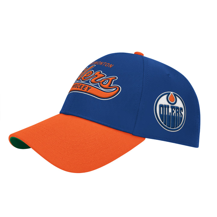 Edmonton Oilers Starter Blue & Orange 90's Tail Sweep Curved Starfit Snapback Hat