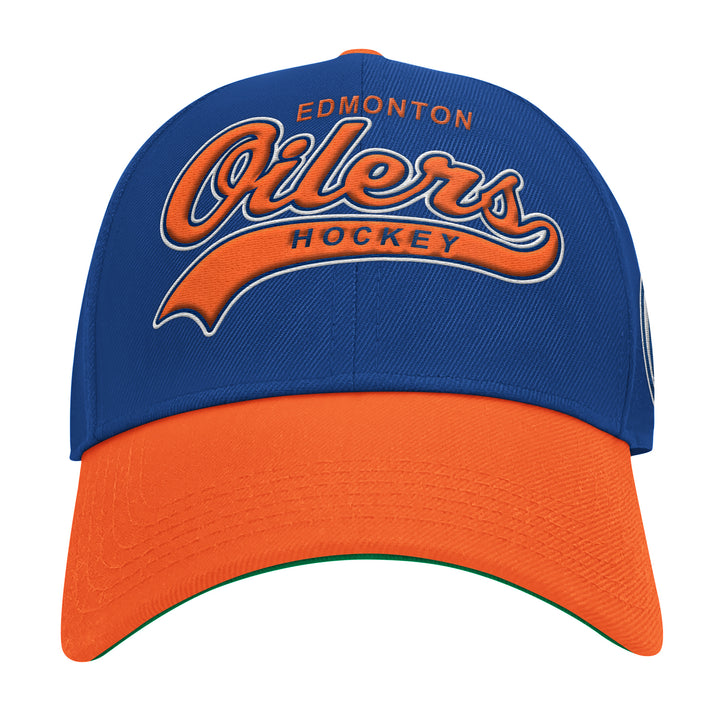 Edmonton Oilers Starter Blue & Orange 90's Tail Sweep Curved Starfit Snapback Hat