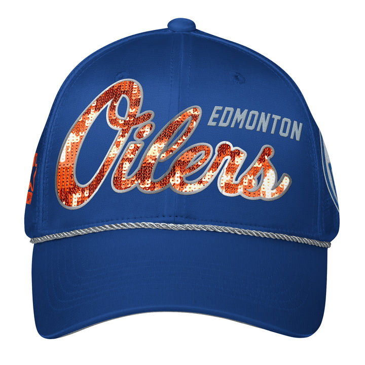 Edmonton Oilers Starter Blue & Orange Dazzle Curved Starfit Adjustable Hat