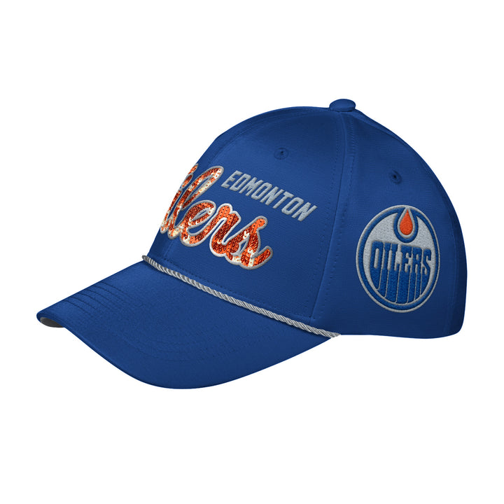 Edmonton Oilers Starter Blue & Orange Dazzle Curved Starfit Adjustable Hat