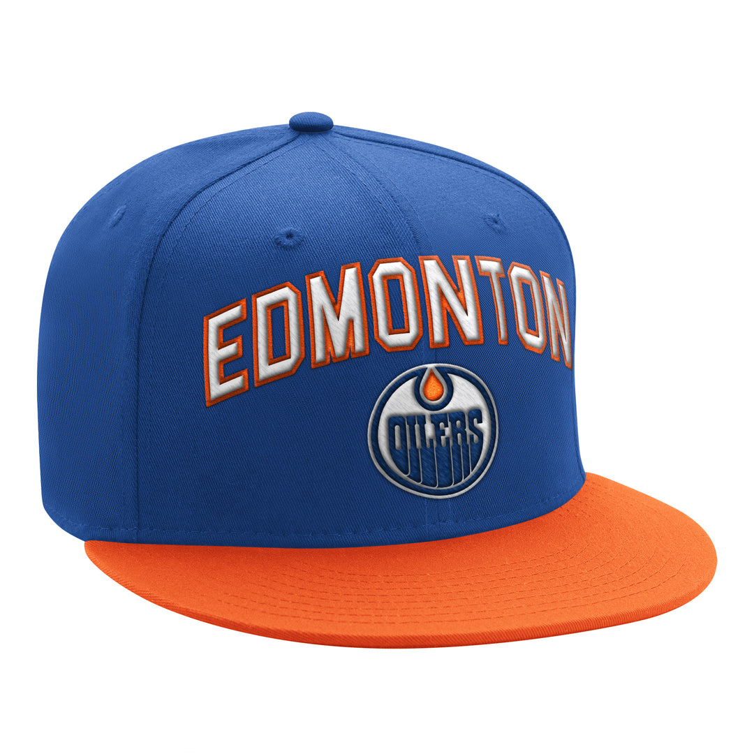 Edmonton Oilers Starter Blue & Orange Varsity Script Snapback Hat
