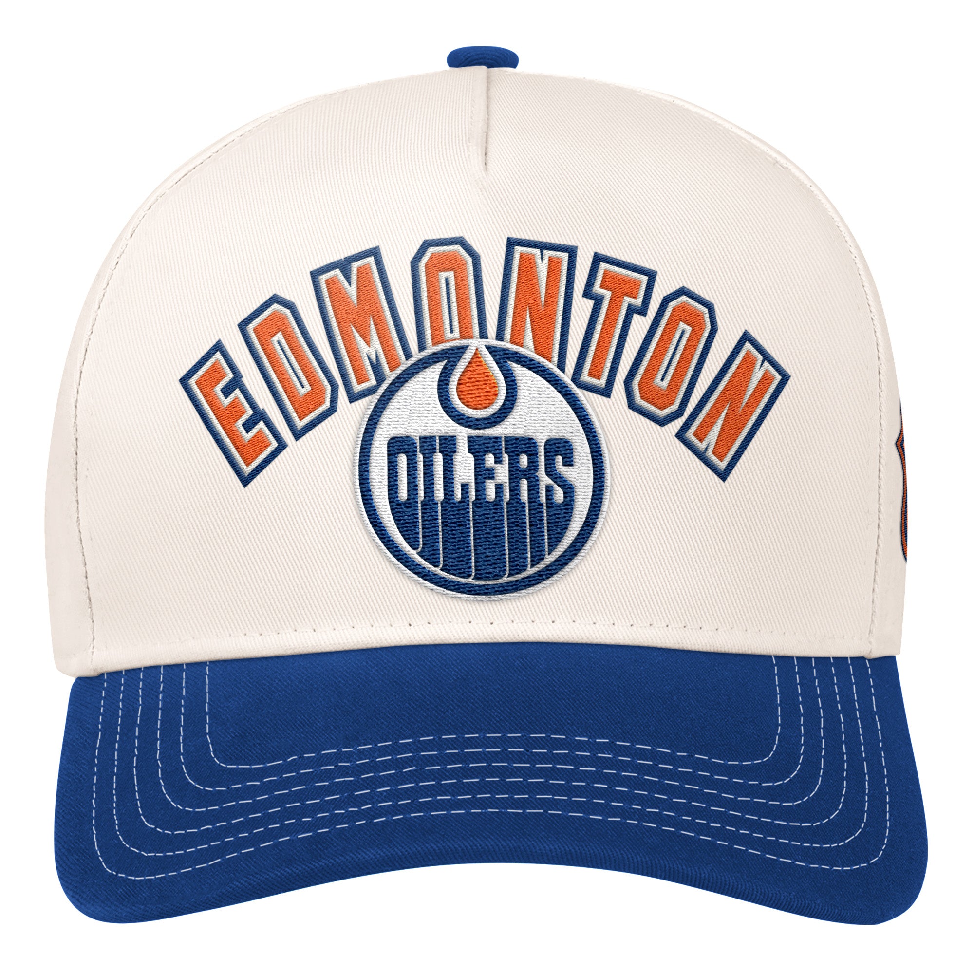 Edmonton Oilers Starter Blue & White Casual Colorblock 5-Star Adjustab ...