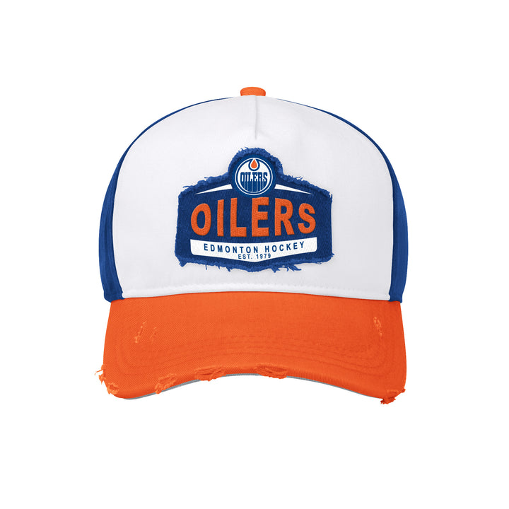 Edmonton Oilers Starter Blue & White Casual Distressed 5-Star Adjustable Hat