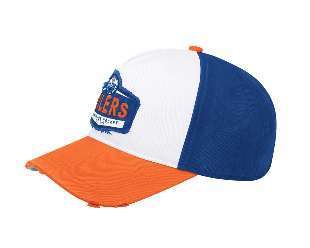 Edmonton Oilers Starter Blue & White Casual Distressed 5-Star Adjustable Hat