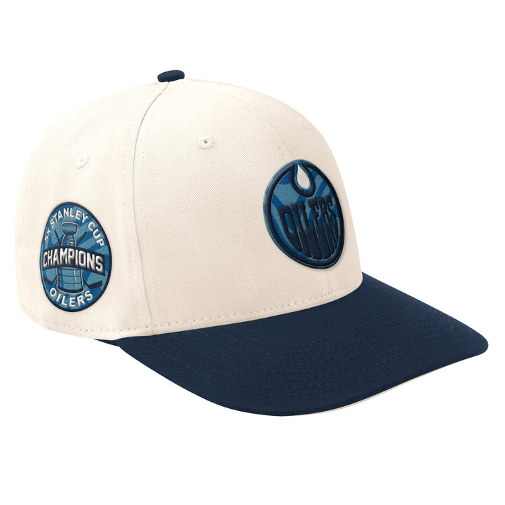 Edmonton Oilers Starter Cream Blue Swirl Classic Starfit Snapback Hat