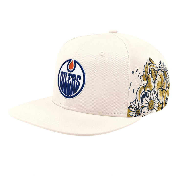 Edmonton Oilers Starter Cream Fashion Flowers Classic Starfit Snapback Hat