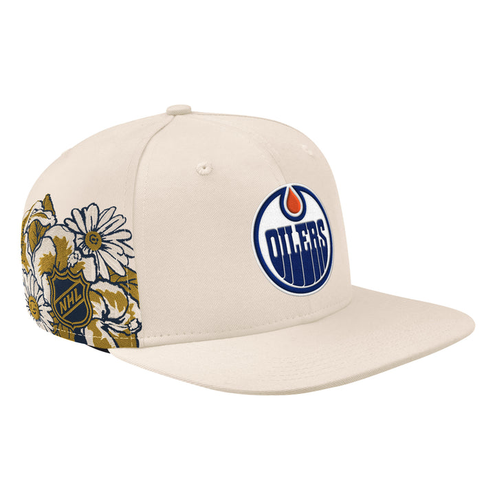 Edmonton Oilers Starter Cream Fashion Flowers Classic Starfit Snapback Hat