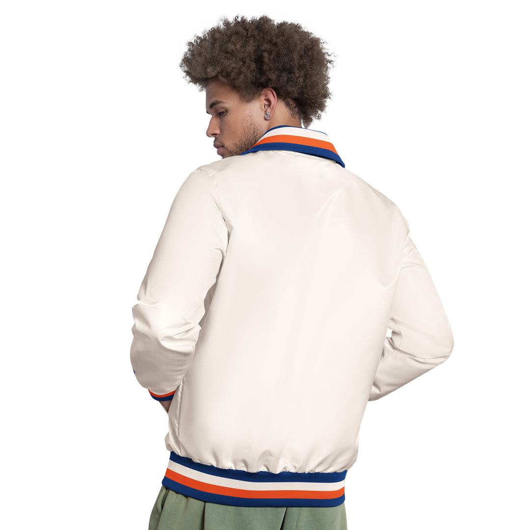 Edmonton Oilers Starter Cream The Captain Full-Zip Satin Jacket