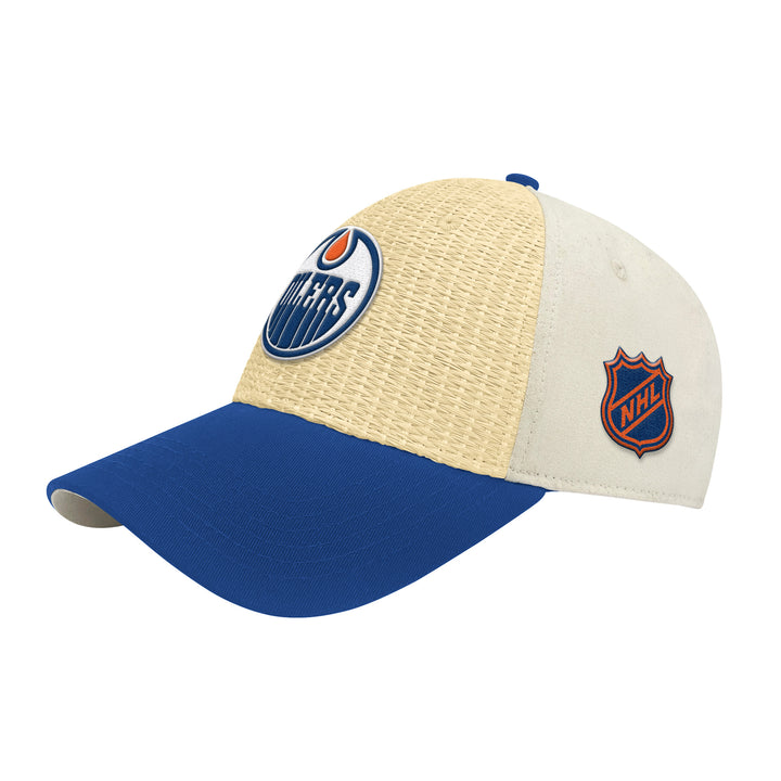 Edmonton Oilers Starter Cream & Blue Tatami Curved Starfit Snapback Hat