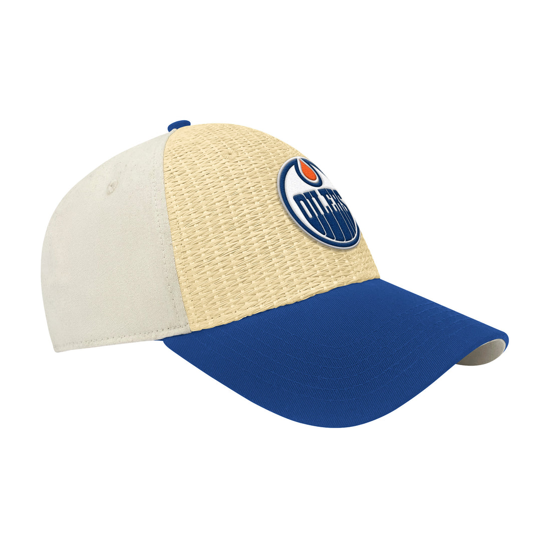 Edmonton Oilers Starter Cream & Blue Tatami Curved Starfit Snapback Hat