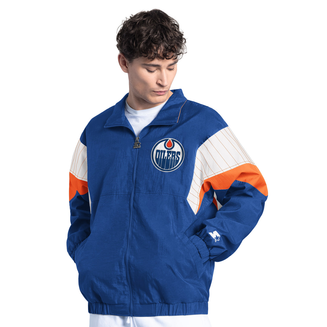 Edmonton Oilers Starter Royal Yardline Full-Zip Jacket