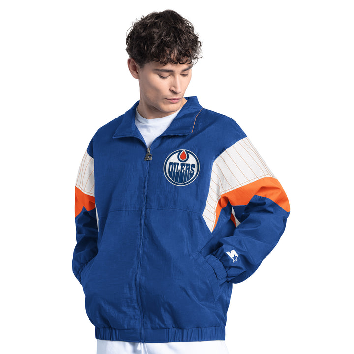 Edmonton Oilers Starter Royal Yardline Full-Zip Jacket