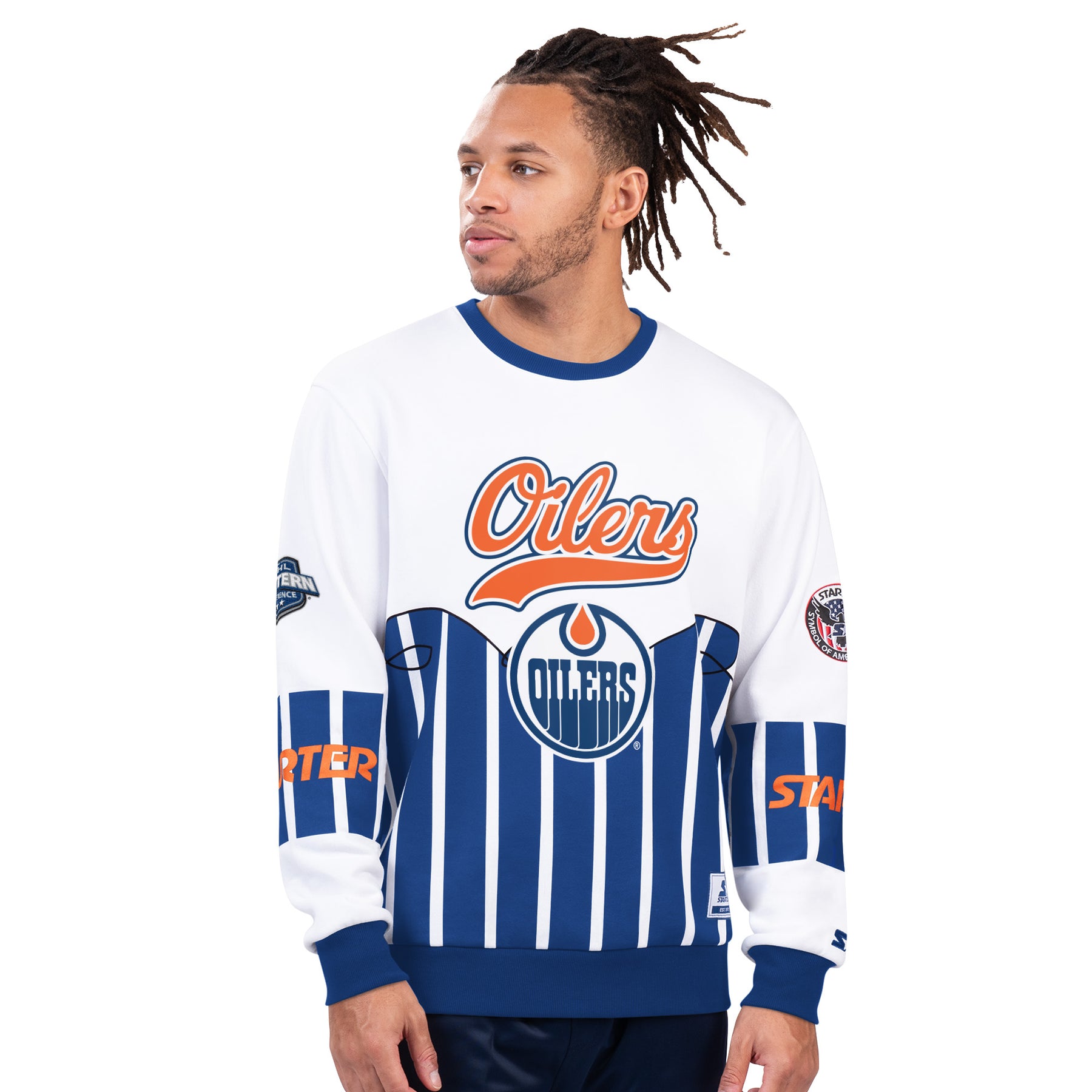 White graphic crewneck sweatshirt outlet