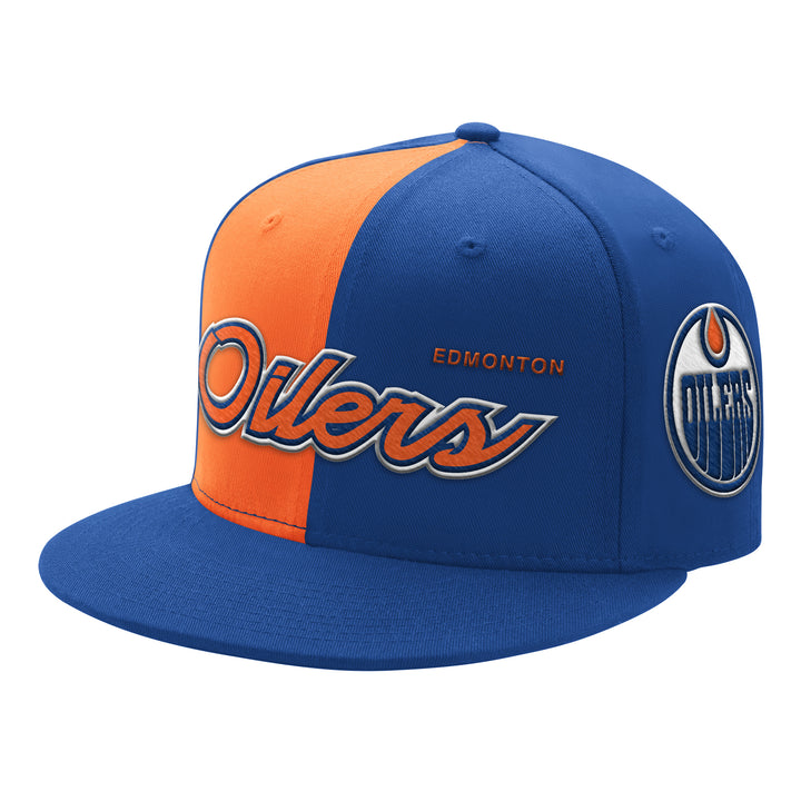 Edmonton Oilers Starter Blue & Orange Split Script Snapback Hat