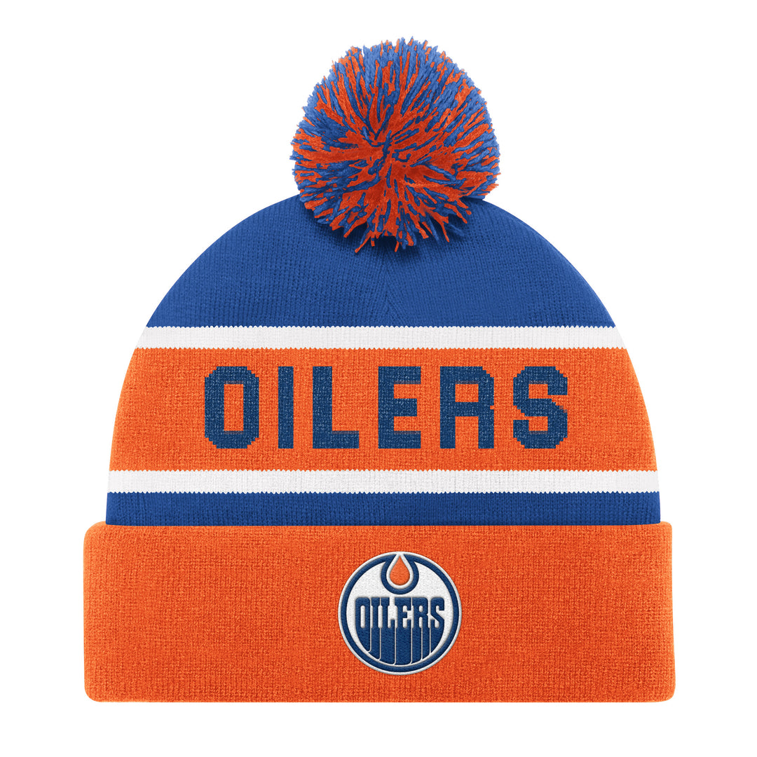 Edmonton Oilers Starter Blue & Orange Knit Toque W/Pom