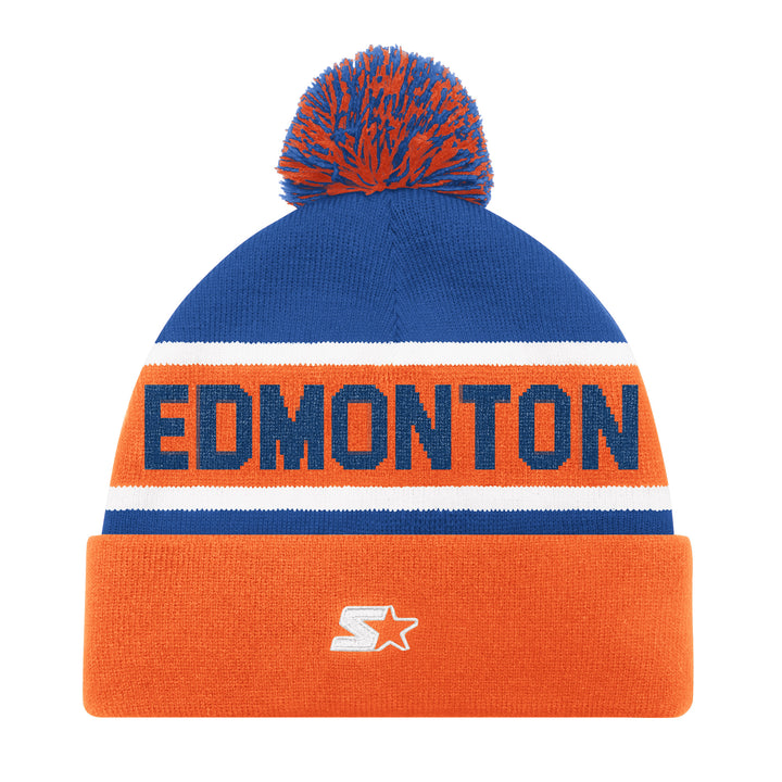 Edmonton Oilers Starter Blue & Orange Knit Toque W/Pom