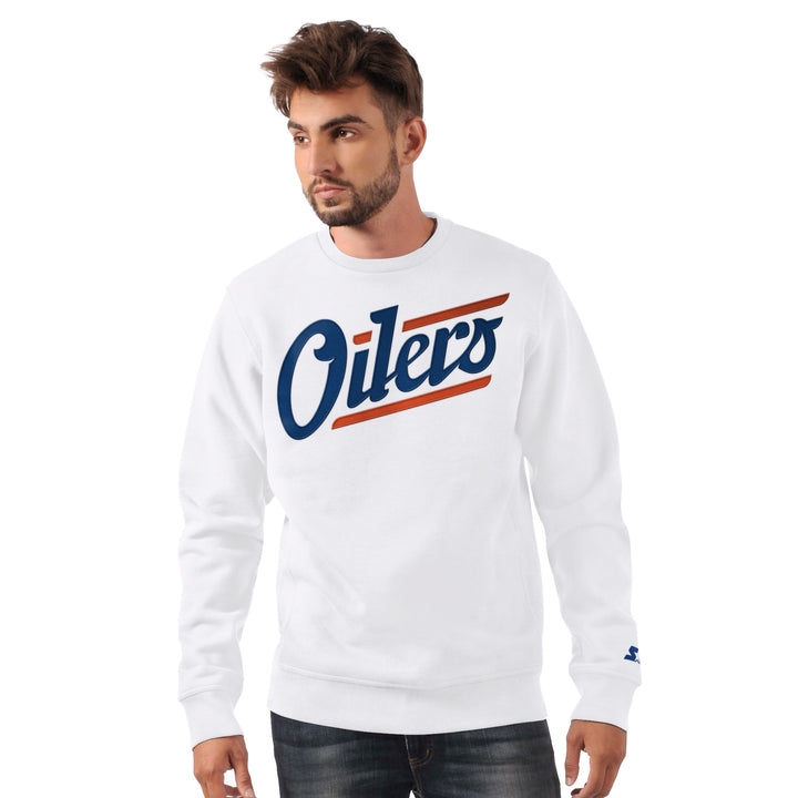 Edmonton Oilers Starter White Alternate Logo Crewneck Sweatshirt