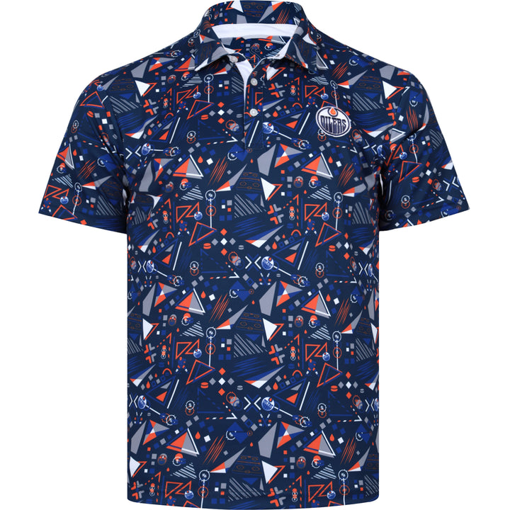 Edmonton Oilers Swannies Golf Abstract Navy Sublimated Polo