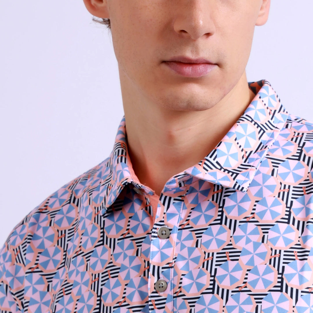 Edmonton Oilers Swannies Golf Cabana Pink Sublimated Polo