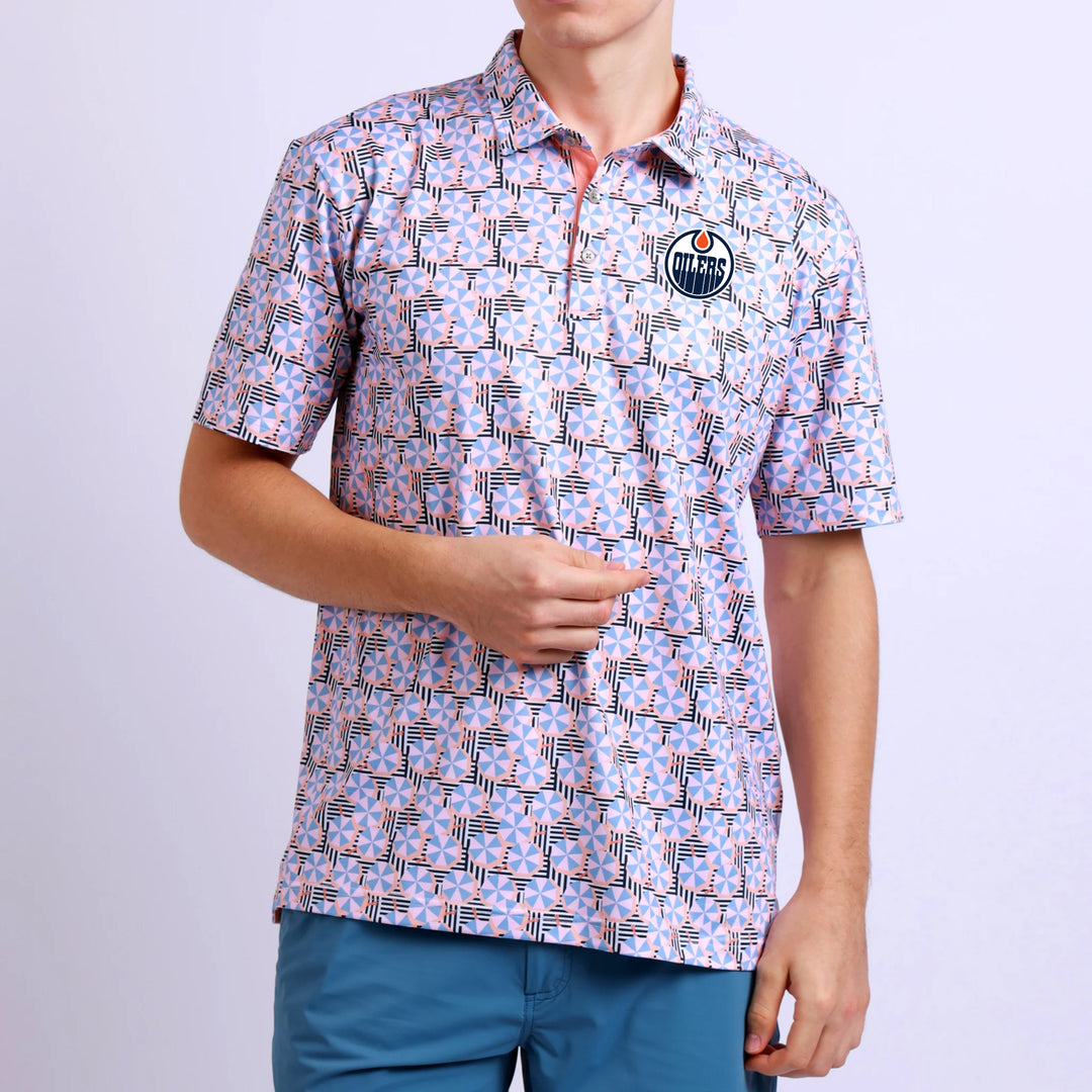 Edmonton Oilers Swannies Golf Cabana Pink Sublimated Polo