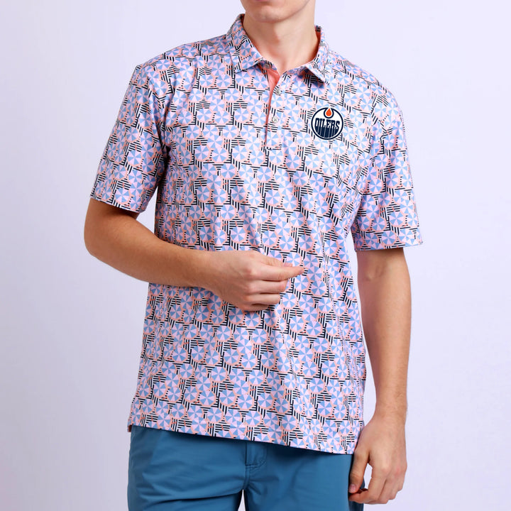 Edmonton Oilers Swannies Golf Cabana Pink Sublimated Polo