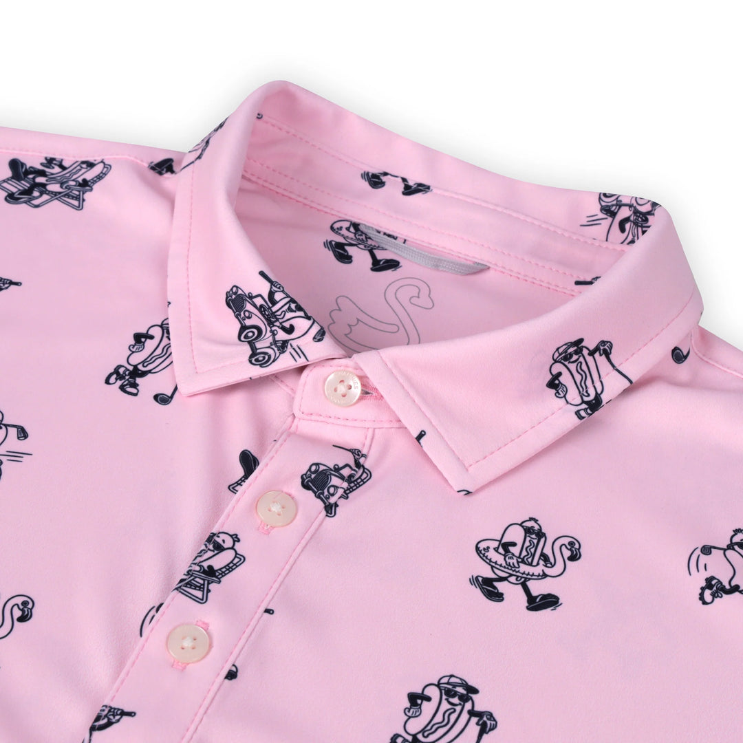 Edmonton Oilers Swannies Golf Retreat Pink Sublimated Polo