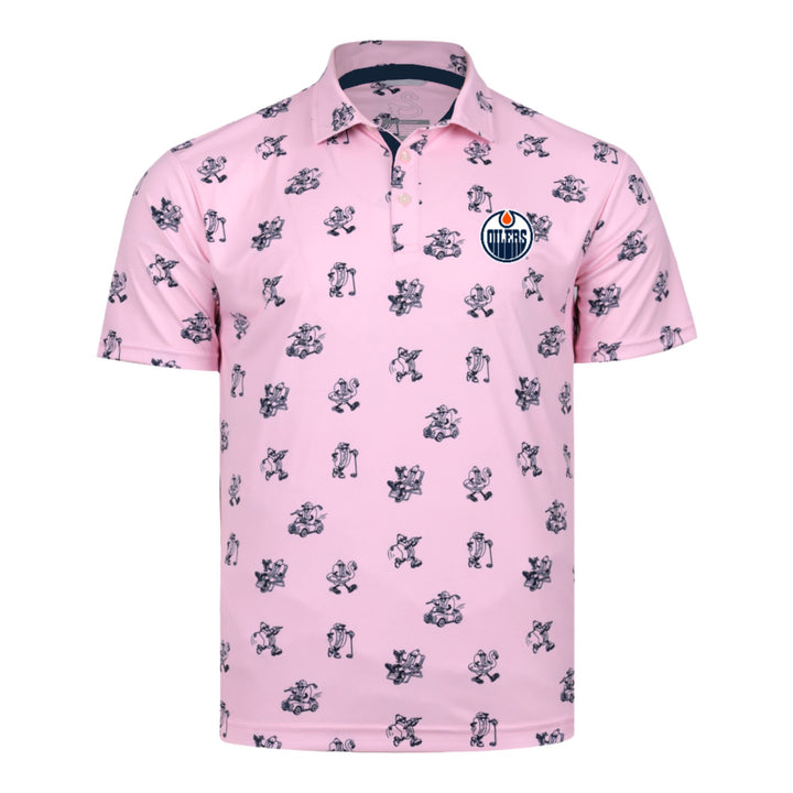 Edmonton Oilers Swannies Golf Retreat Pink Sublimated Polo