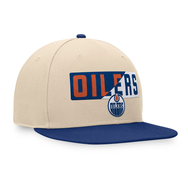 Edmonton Oilers Fanatics Tan Goalaso Flat Brim Snapback Hat