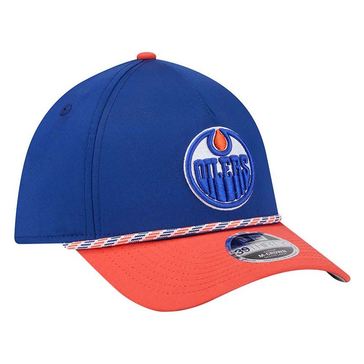 Edmonton Oilers Toddler-Kids New Era Blue & Orange Rope 39THIRTY M-Crown Flex Hat