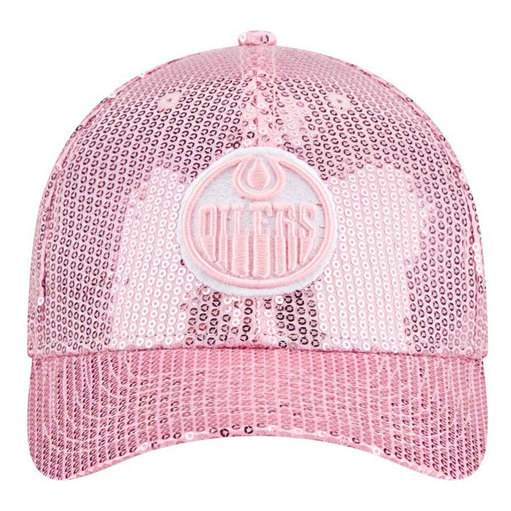 Edmonton Oilers Toddler New Era Pink Sequin 9FORTY M-Crown Adjustable Hat