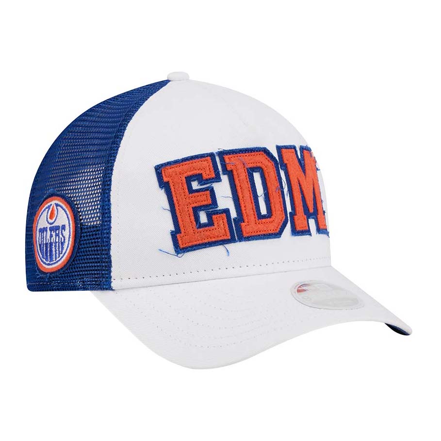 Edmonton Oilers Toddler New Era White & Blue Winner 9FORTY M-Crown Adjustable Hat