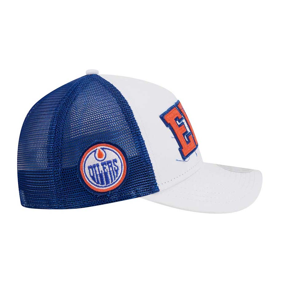 Edmonton Oilers Toddler New Era White & Blue Winner 9FORTY M-Crown Adjustable Hat