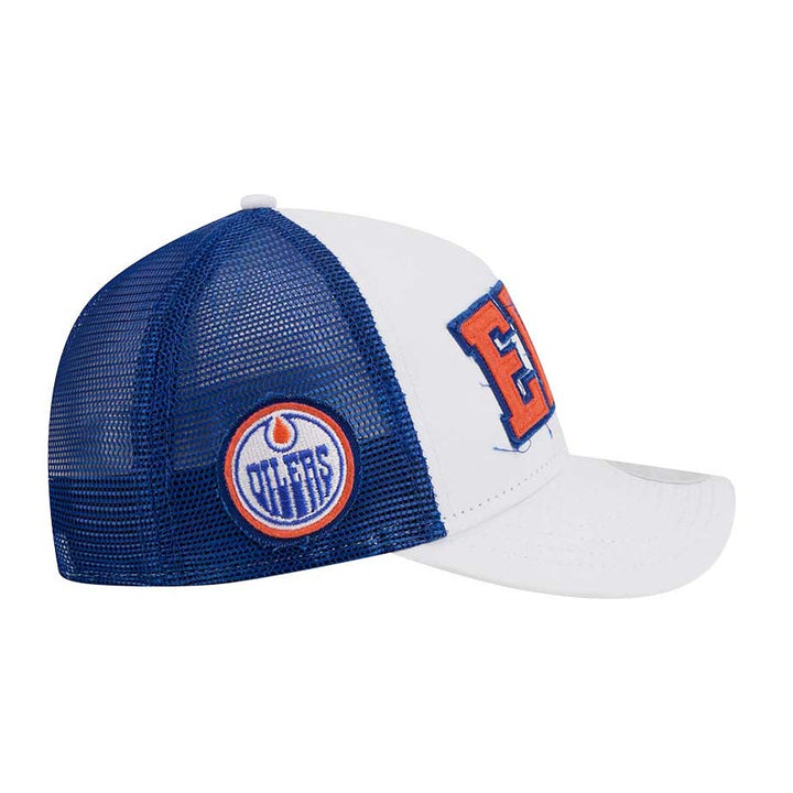 Edmonton Oilers Toddler New Era White & Blue Winner 9FORTY M-Crown Adjustable Hat