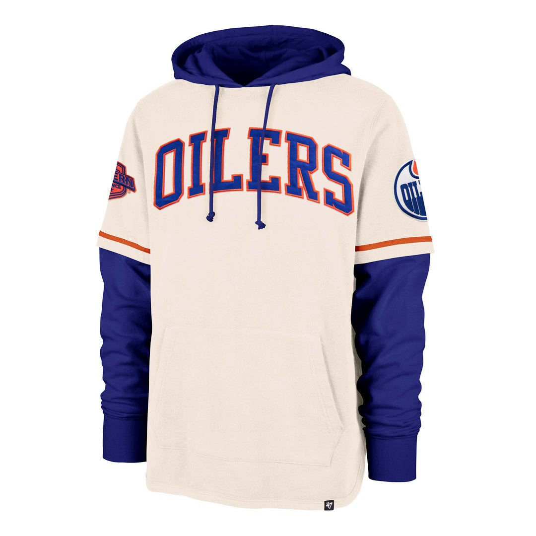 Men's Starter White Edmonton Oilers Puck Pullover Hoodie Size: Large