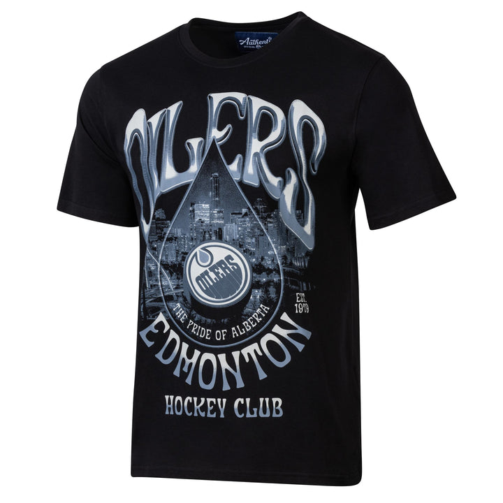 Edmonton Oilers Unisex Authentics Black Grayscale Oil Drop Relaxed T-Shirt