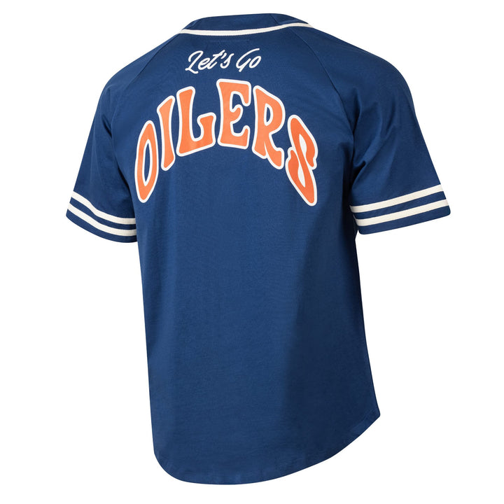 Edmonton Oilers Unisex Authentics Blue Baseball Relaxed Shirt