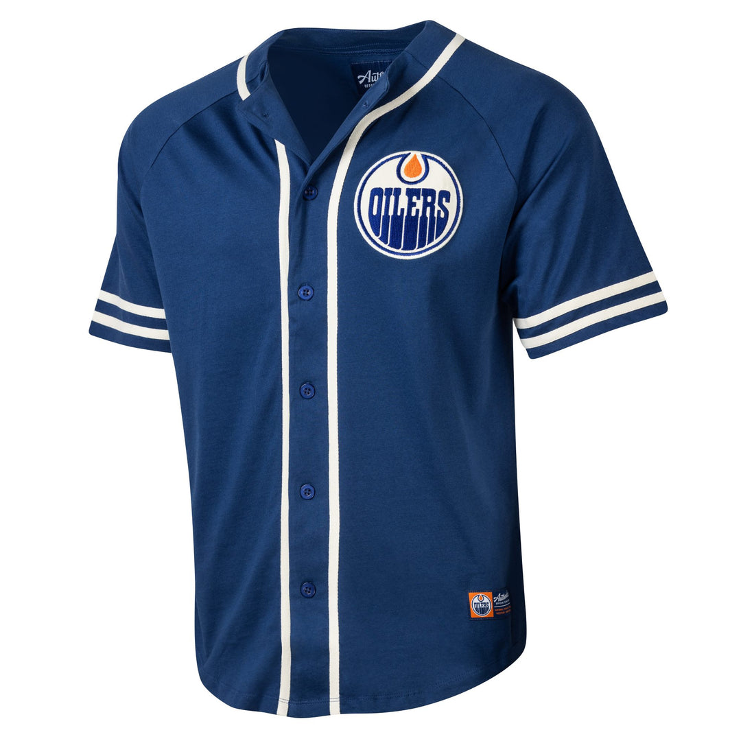 Edmonton Oilers Unisex Authentics Blue Baseball Relaxed Shirt