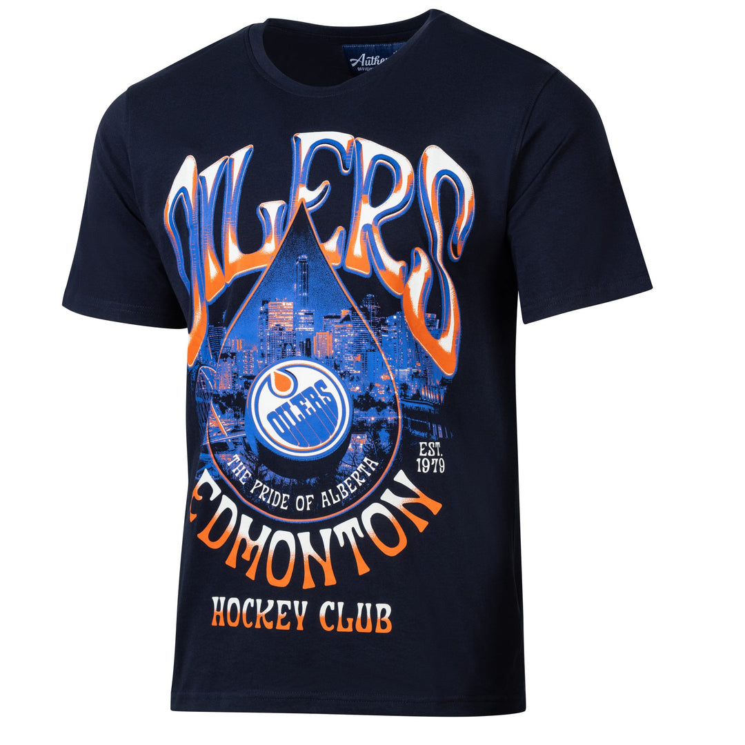 Edmonton Oilers Unisex Authentics Navy Oil Drop Relaxed T-Shirt