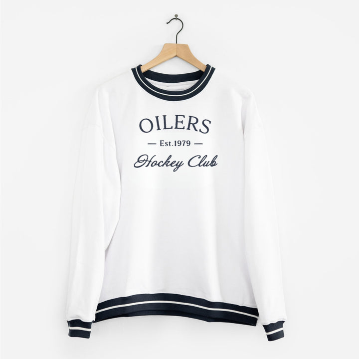 Edmonton Oilers Unisex Line Change Court White Crewneck Sweatshirt