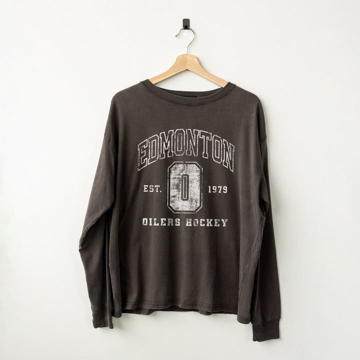 Edmonton Oilers Unisex Line Change Grey Established Long Sleeve T-Shirt