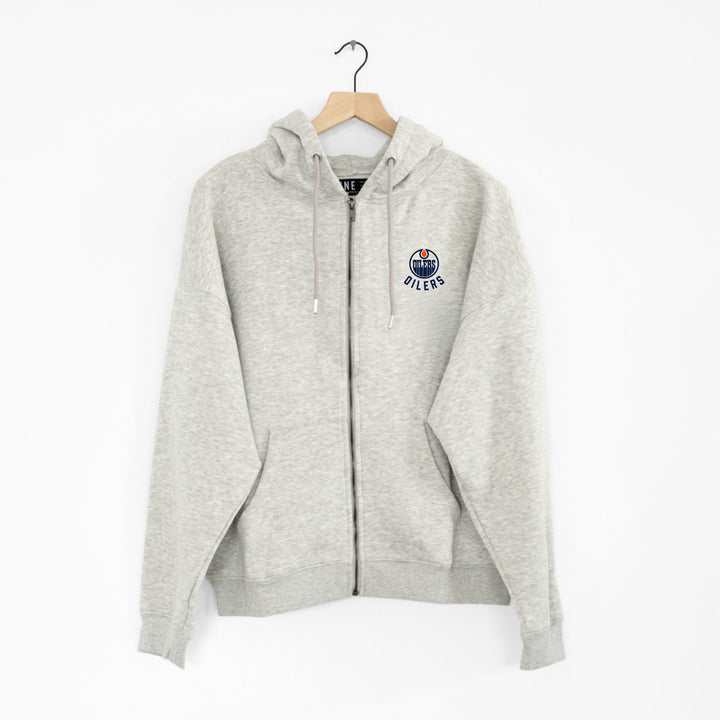 Edmonton Oilers Unisex Line Change Grey Team Full Zip Hoodie