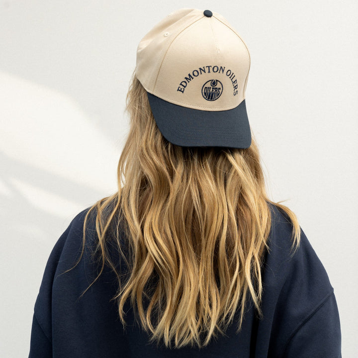 Edmonton Oilers Unisex Line Change Two Tone White & Navy Adjustable Hat