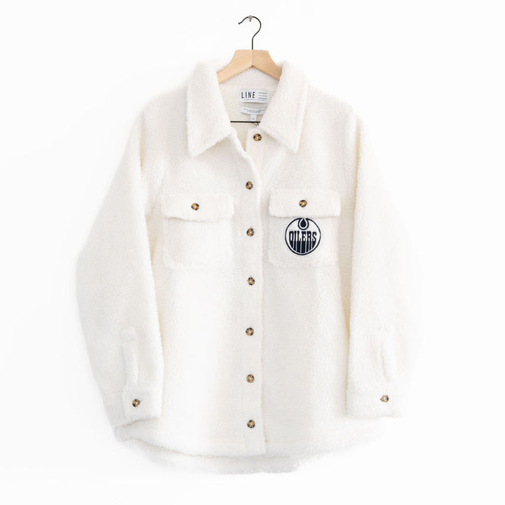 Edmonton Oilers Unisex Line Change White Sherpa Jacket
