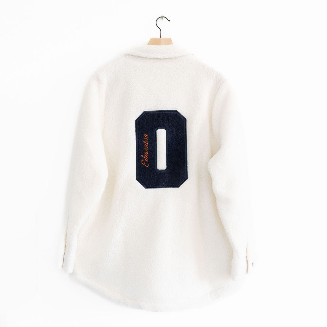 Edmonton Oilers Unisex Line Change White Sherpa Jacket