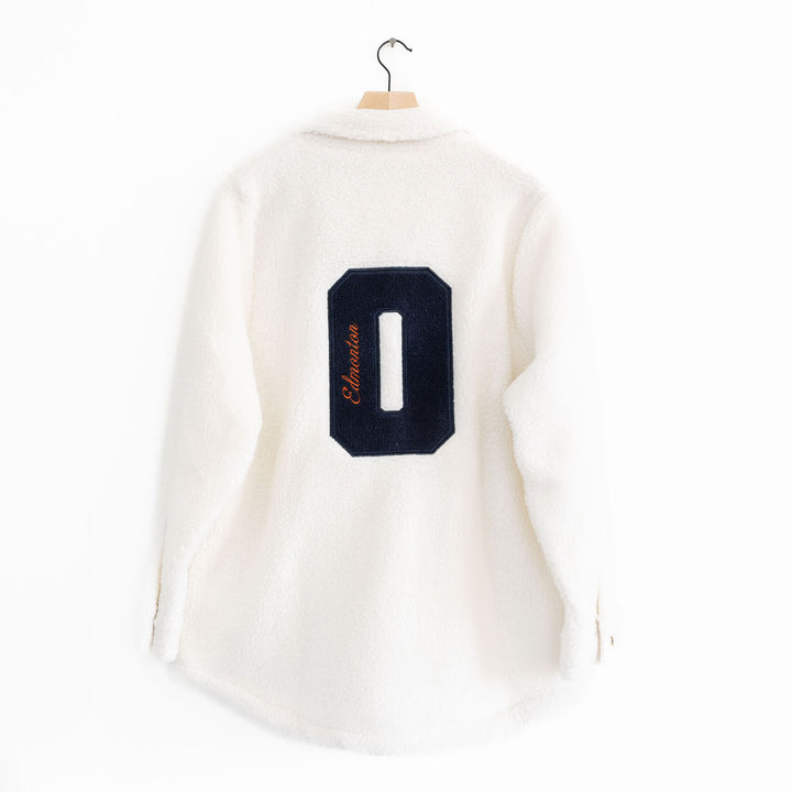 Edmonton Oilers Unisex Line Change White Sherpa Jacket