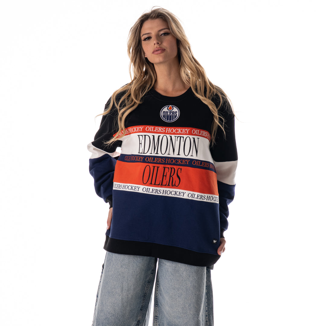 Edmonton Oilers Unisex The Wild Collective Colorblocked Multi Crewneck Sweatshirt