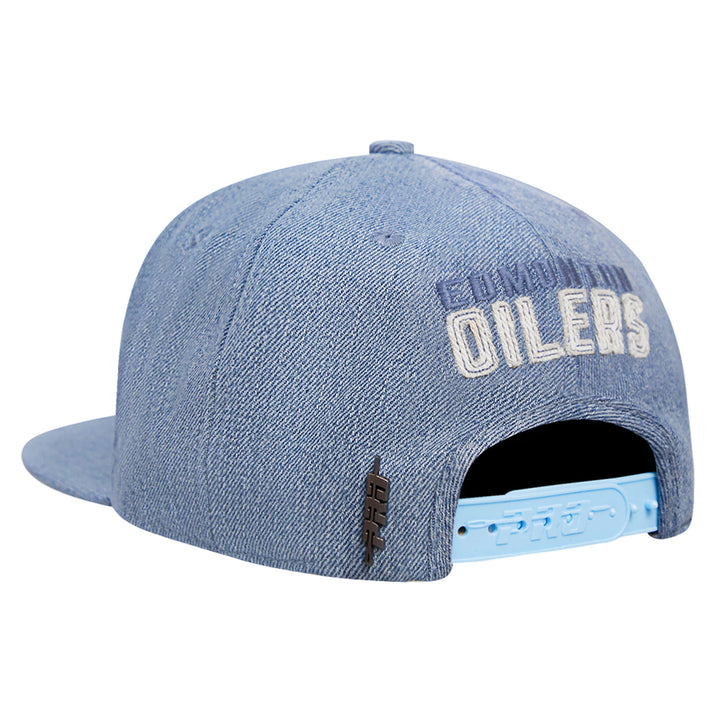 Edmonton Oilers Pro Standard Varsity Blues Denim Blue Snapback Hat