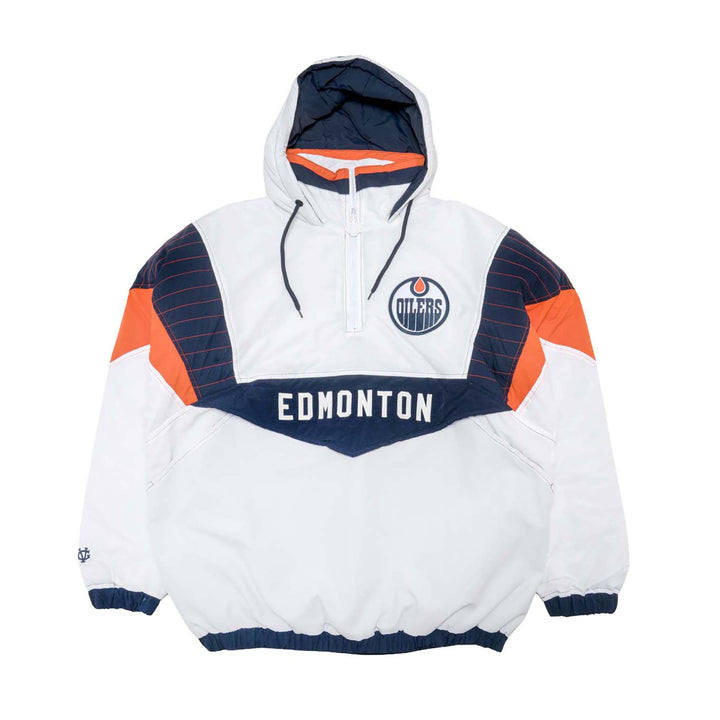Edmonton Oilers Violent Gentlemen White & Orange Half-Zip Jacket