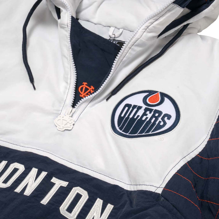 Edmonton Oilers Violent Gentlemen White & Orange Half-Zip Jacket
