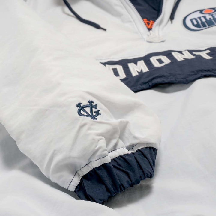 Edmonton Oilers Violent Gentlemen White & Orange Half-Zip Jacket